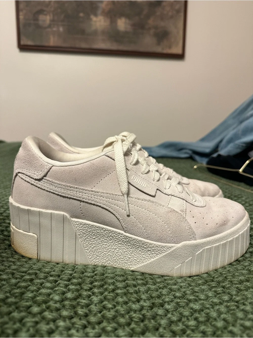 Puma Women's Cream Platform Suede Sneakers